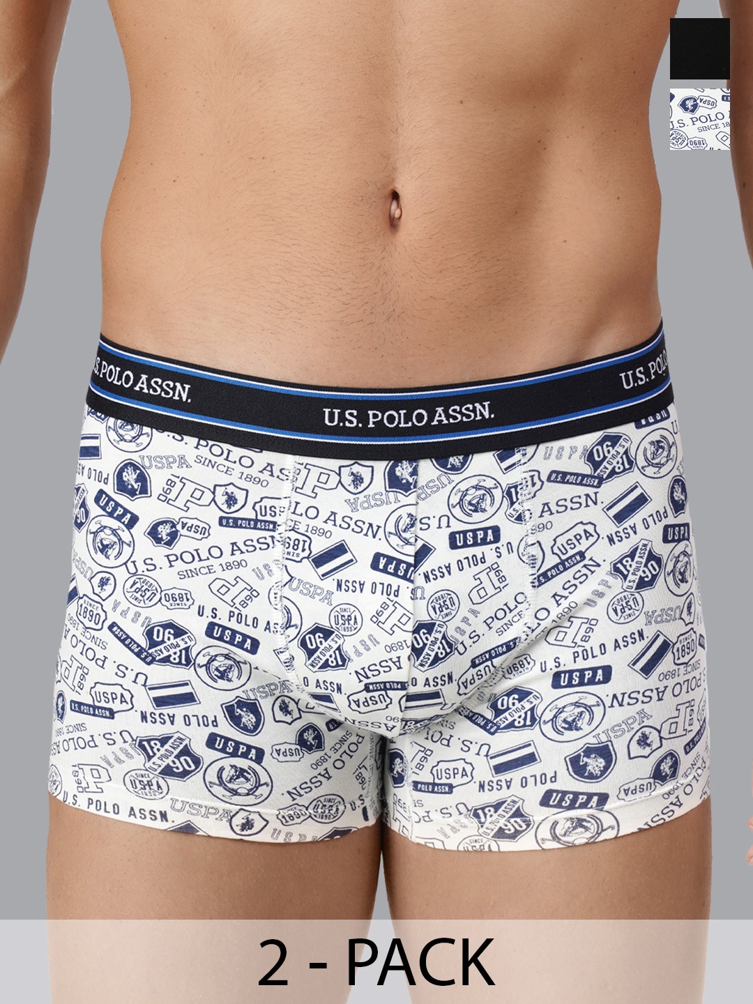 

U.S. Polo Assn. Pack Of 2 Outer Elastic Cotton Trunk, White