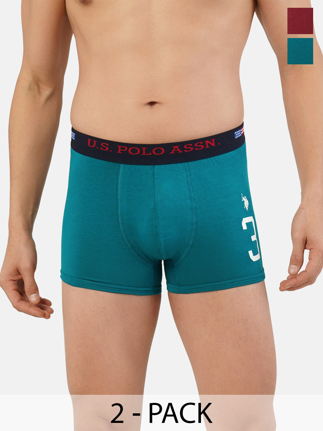 

U.S. Polo Assn. Pack Of 2 Cotton Short Trunks, Green