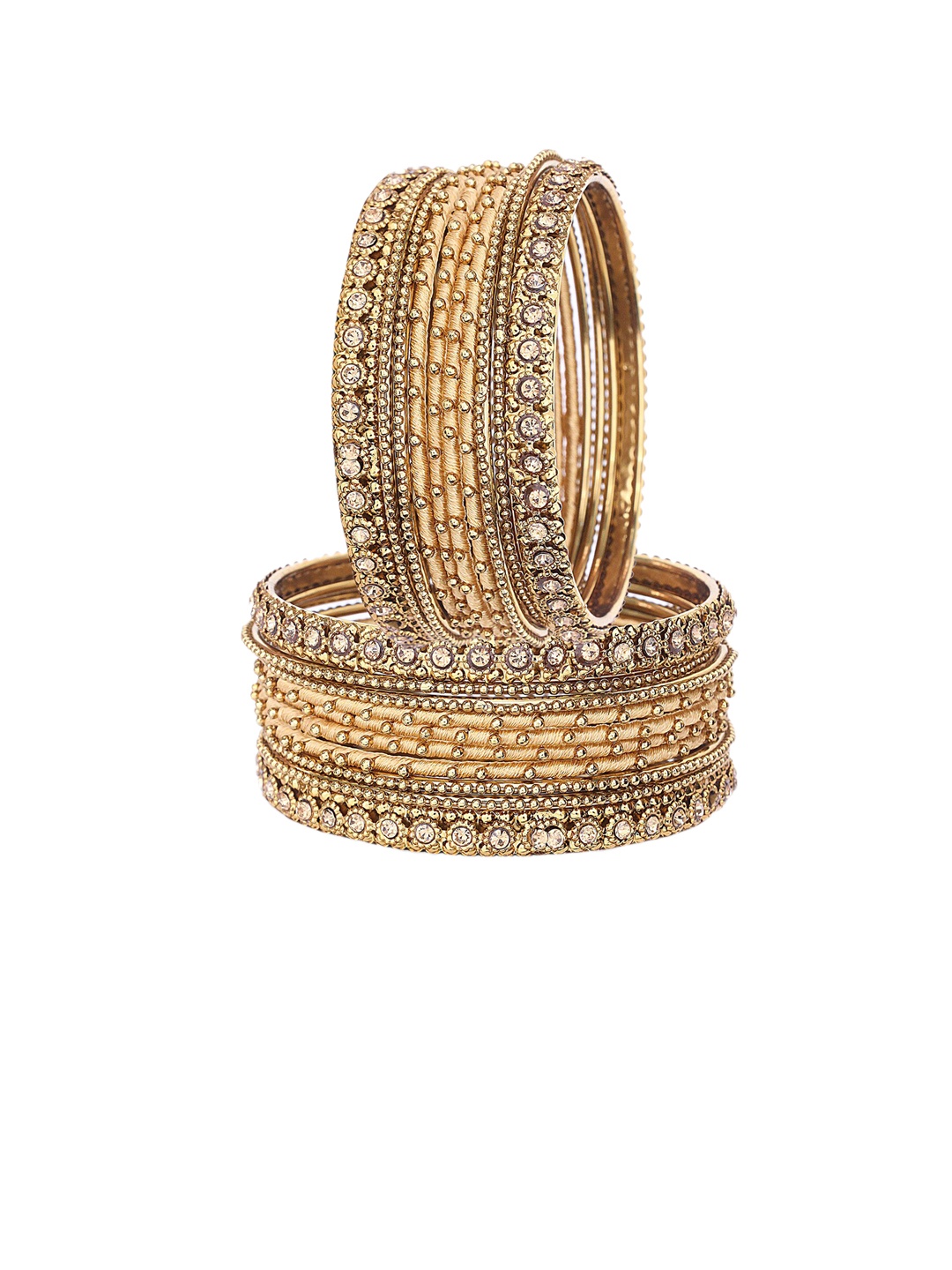 

NMII Set Of 20 CZ Studded Bangles, Gold