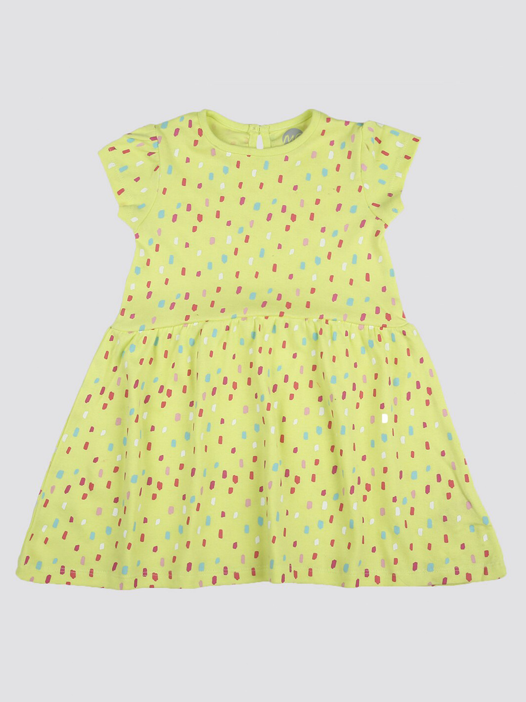 

mothercare Conversational Printed Round Neck Cotton A-Line Dress, Green