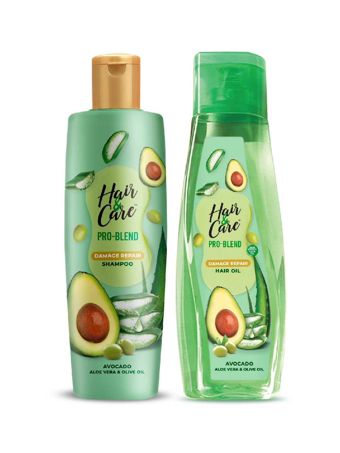 

Hair & Care Set of Pro Blend Damage Repair Shampoo & Hair Oil - 300 ml Each, Green