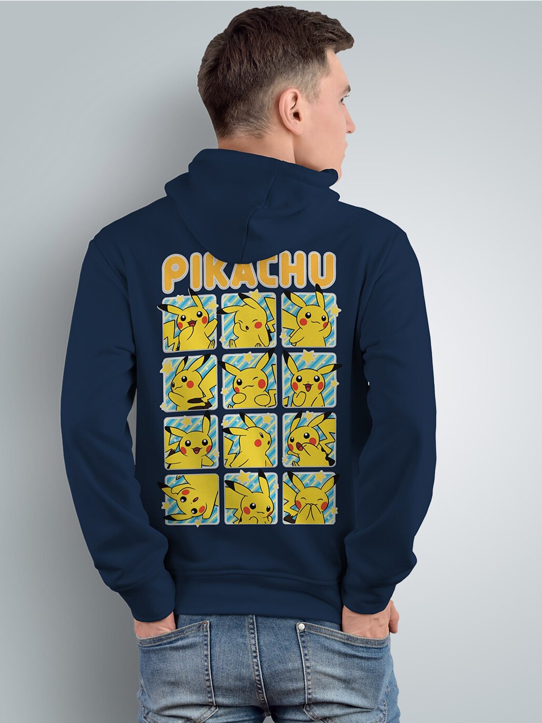 

Crazymonk Printed Anime Pikachuu Hooded Cotton Sweatshirt, Navy blue