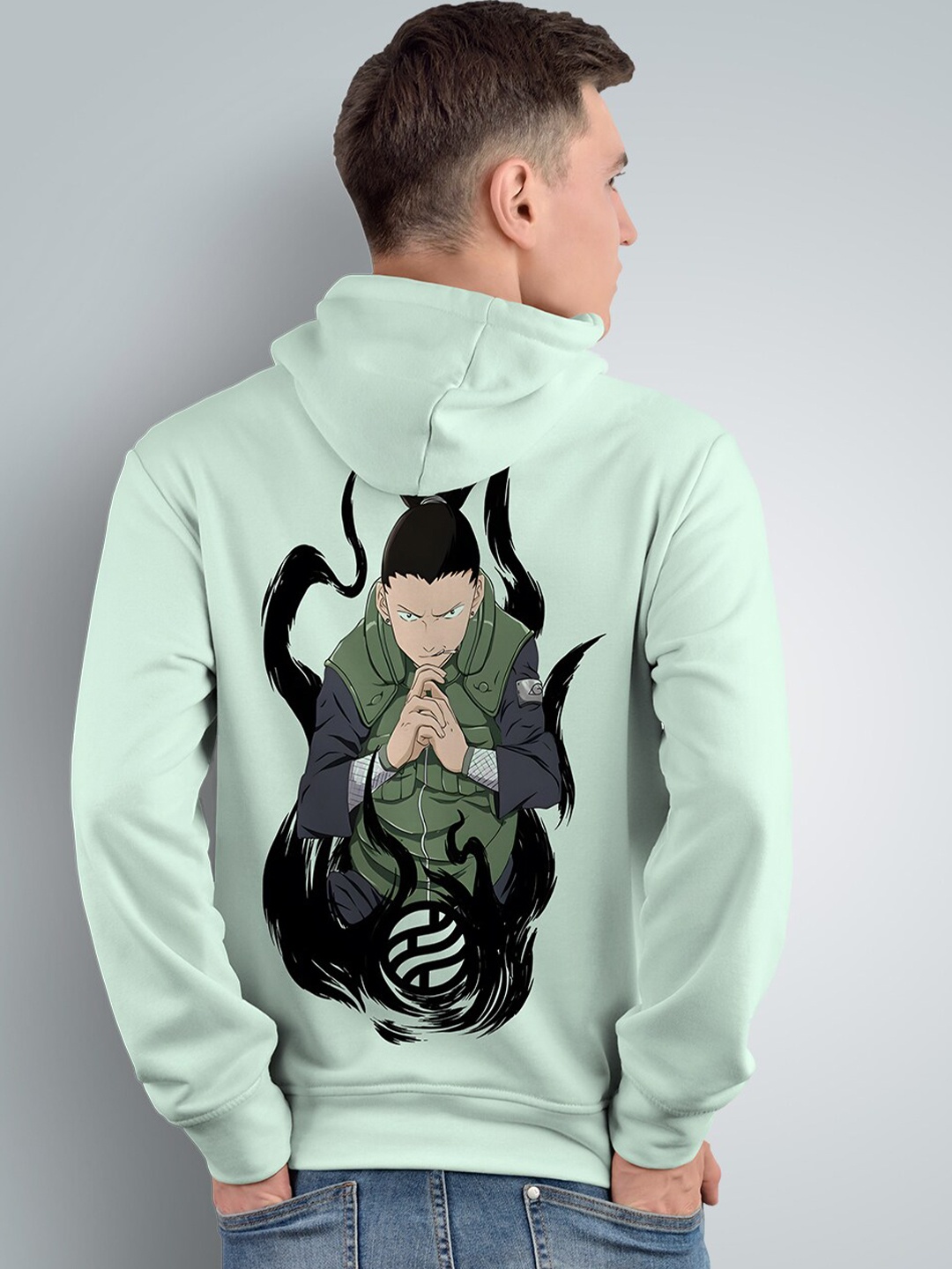 

Crazymonk Printed Anime Shikamaru Nara Hooded Cotton Sweatshirt, Green