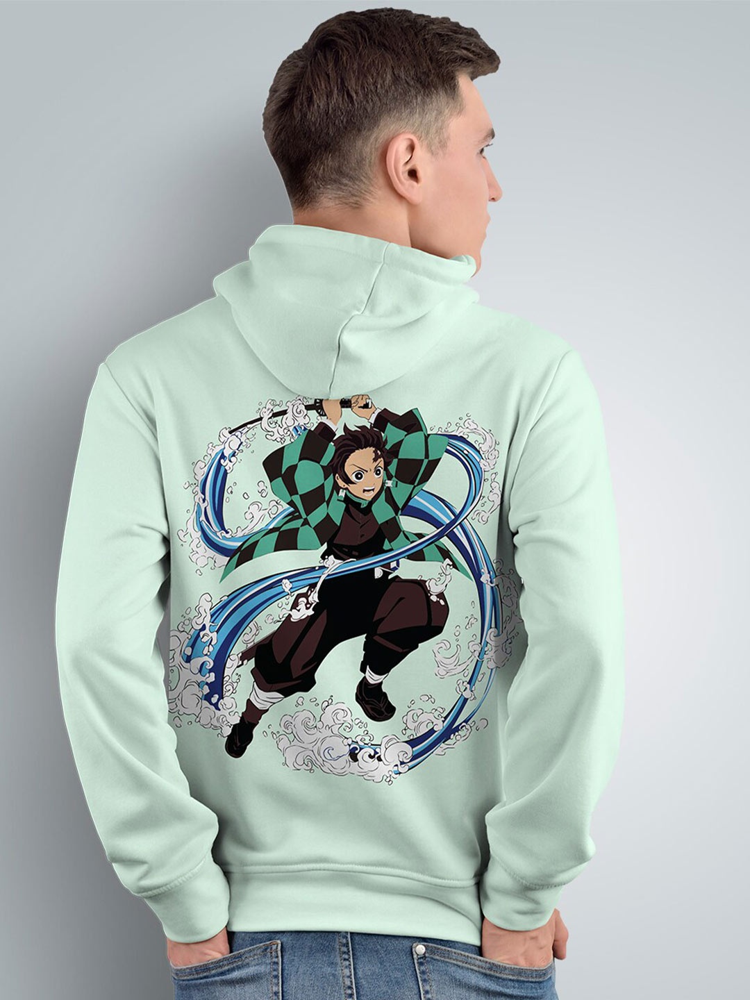 

Crazymonk Tanjiro Kamado Anime Printed Hooded Cotton Sweatshirt, Green