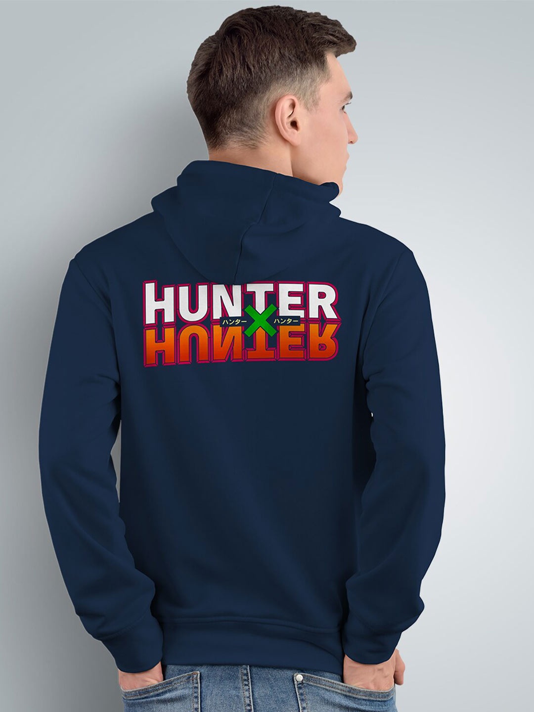 

Crazymonk Printed Anime Hunter X Hunter Hooded Cotton Sweatshirt, Navy blue