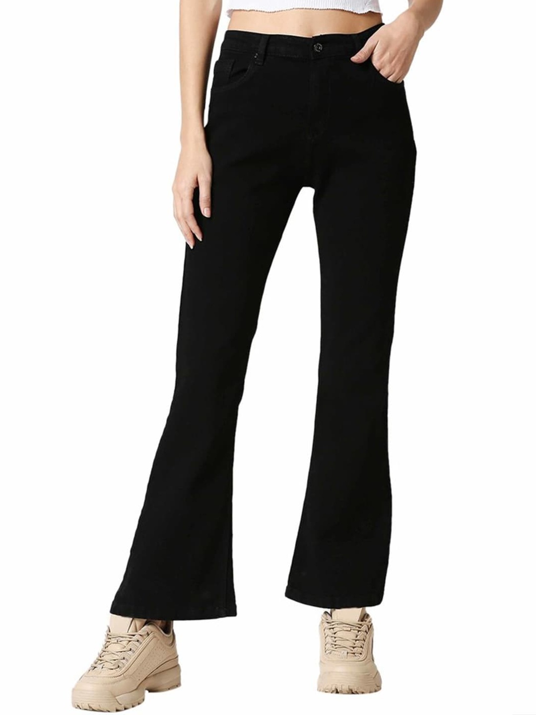 

BAESD Women Black Flared Comfort Jeans