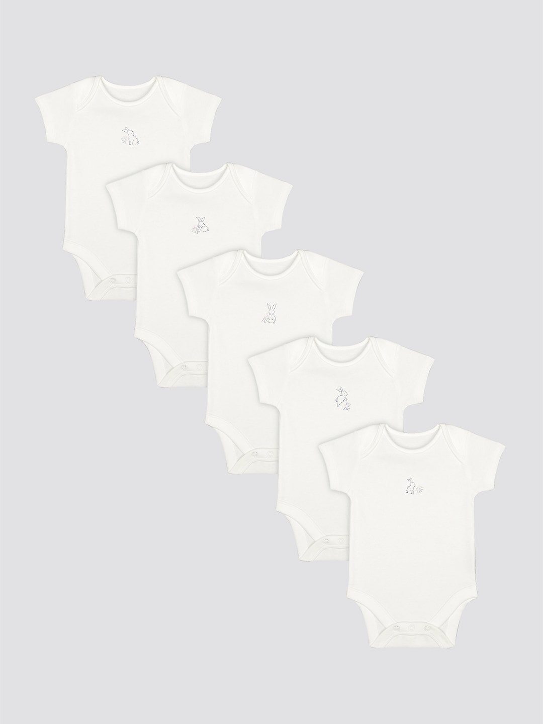 

mothercare Infant Boys Pack Of 5 Cotton Bodysuits, White