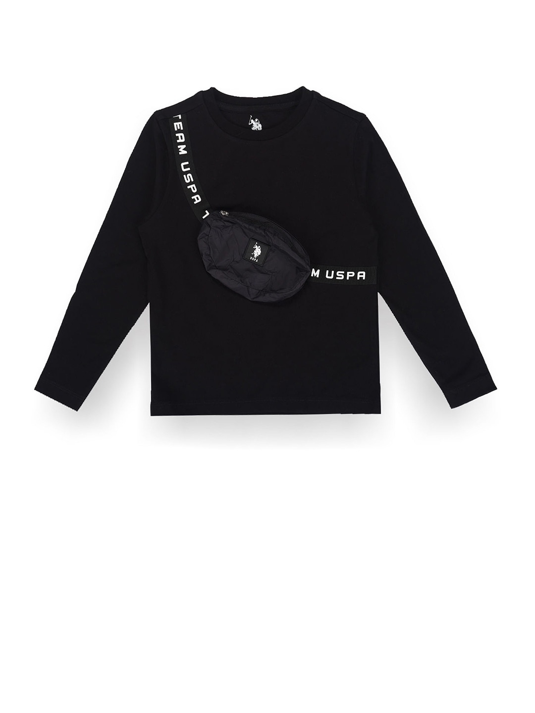 

U.S. Polo Assn. Kids Boys Long Sleeves Pure Cotton T-shirt, Black