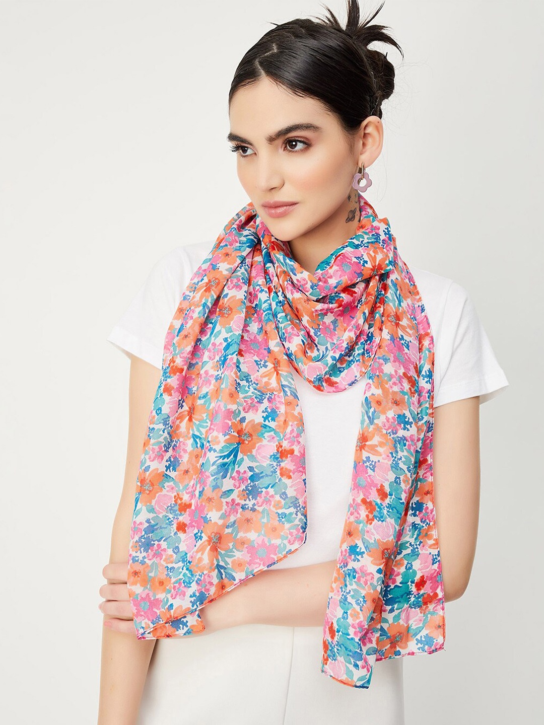 

max Floral Printed Scarf, White