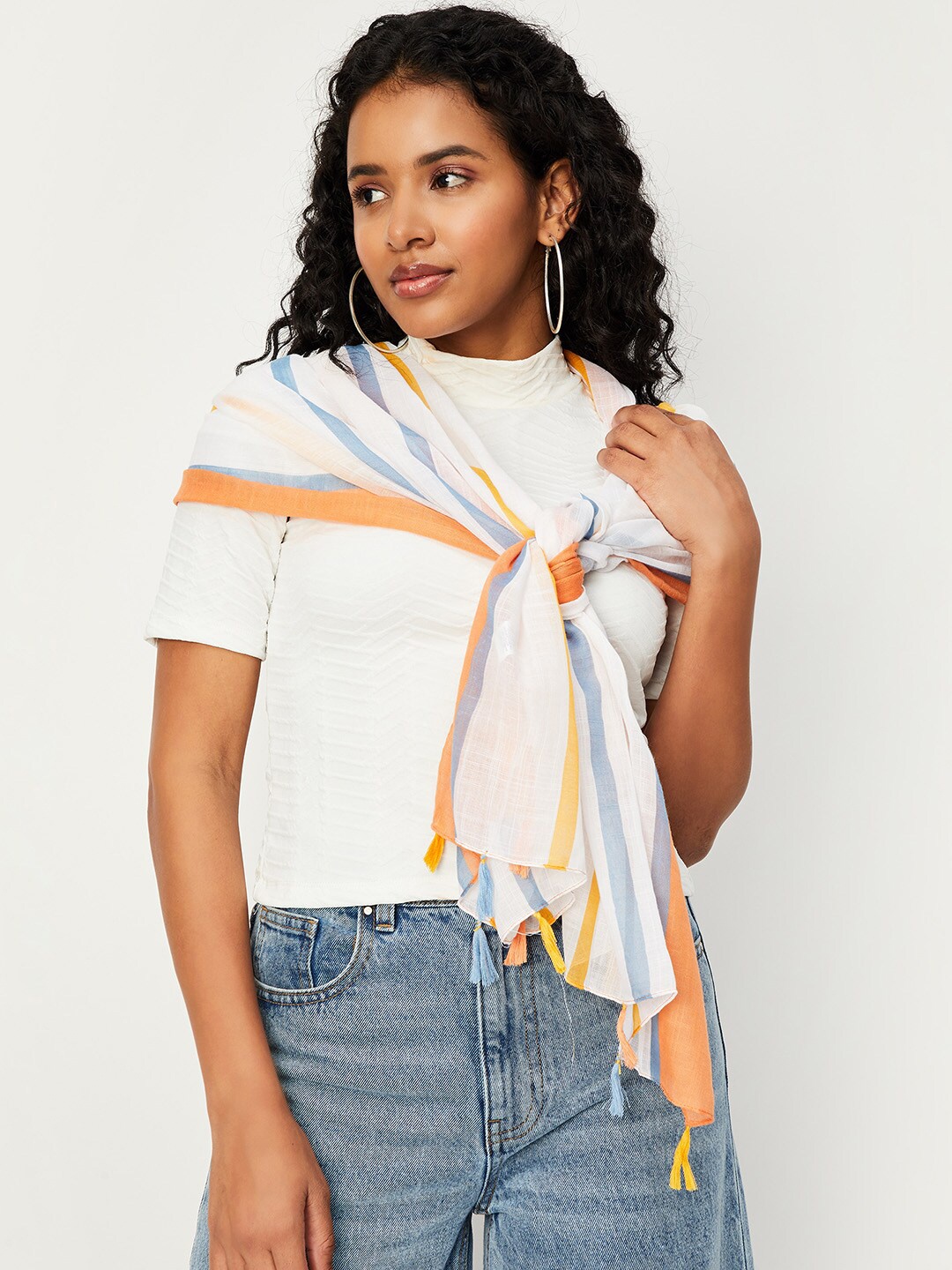 

max Striped Scarf, White