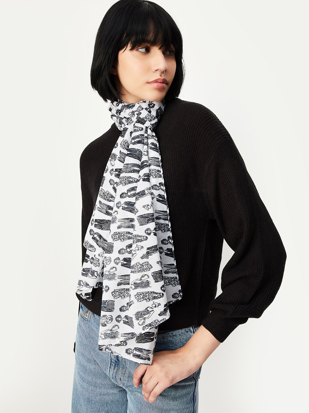 

max Printed Scarf, White