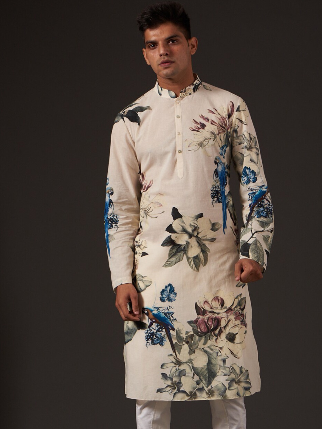 

Balance by Rohit Bal Floral Printed Pure Cotton Kurta With Pyjamas, Off white