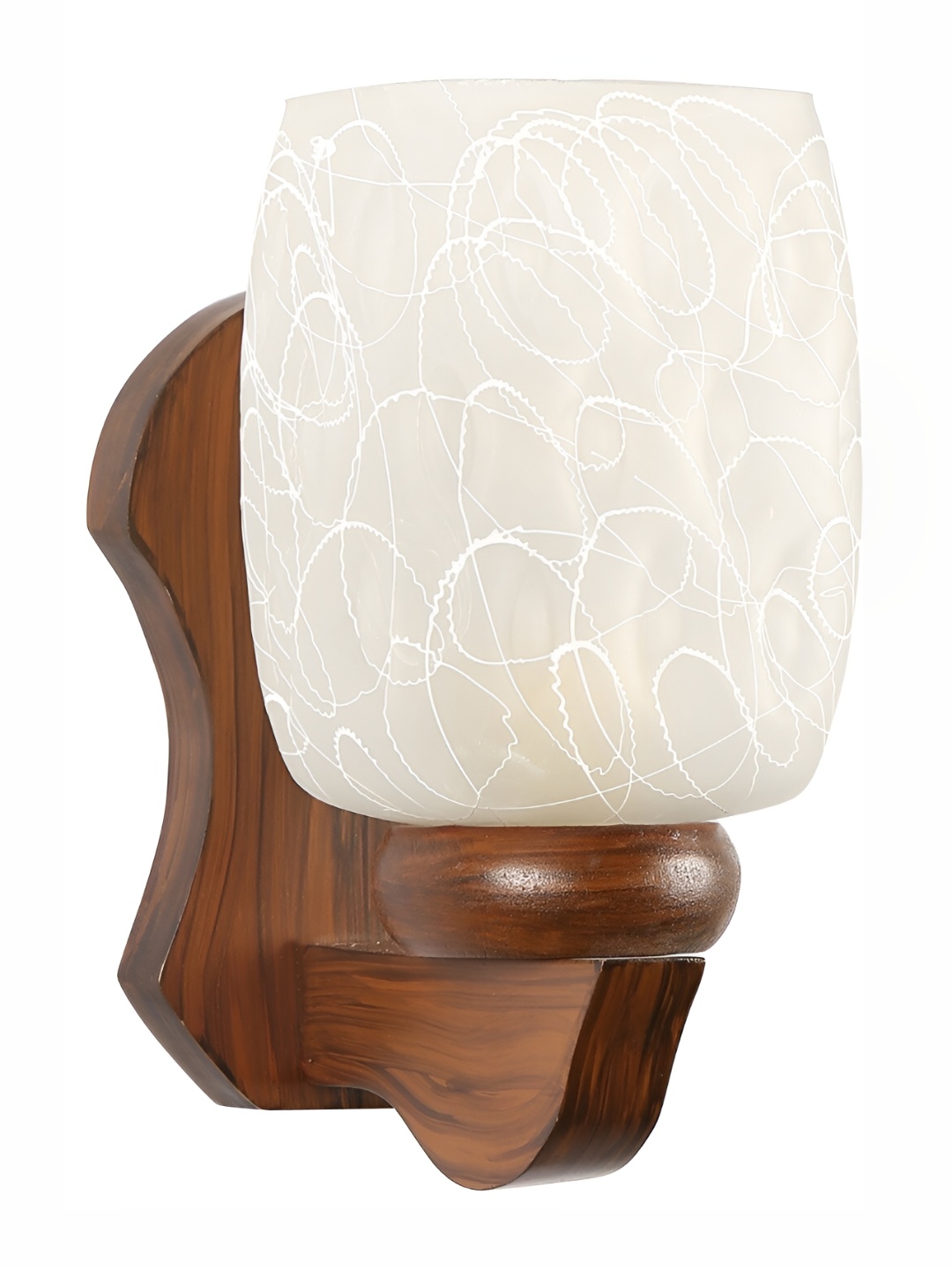 

Afast Brown & White Printed Cylindrical Shaped Glass Wall Lamp