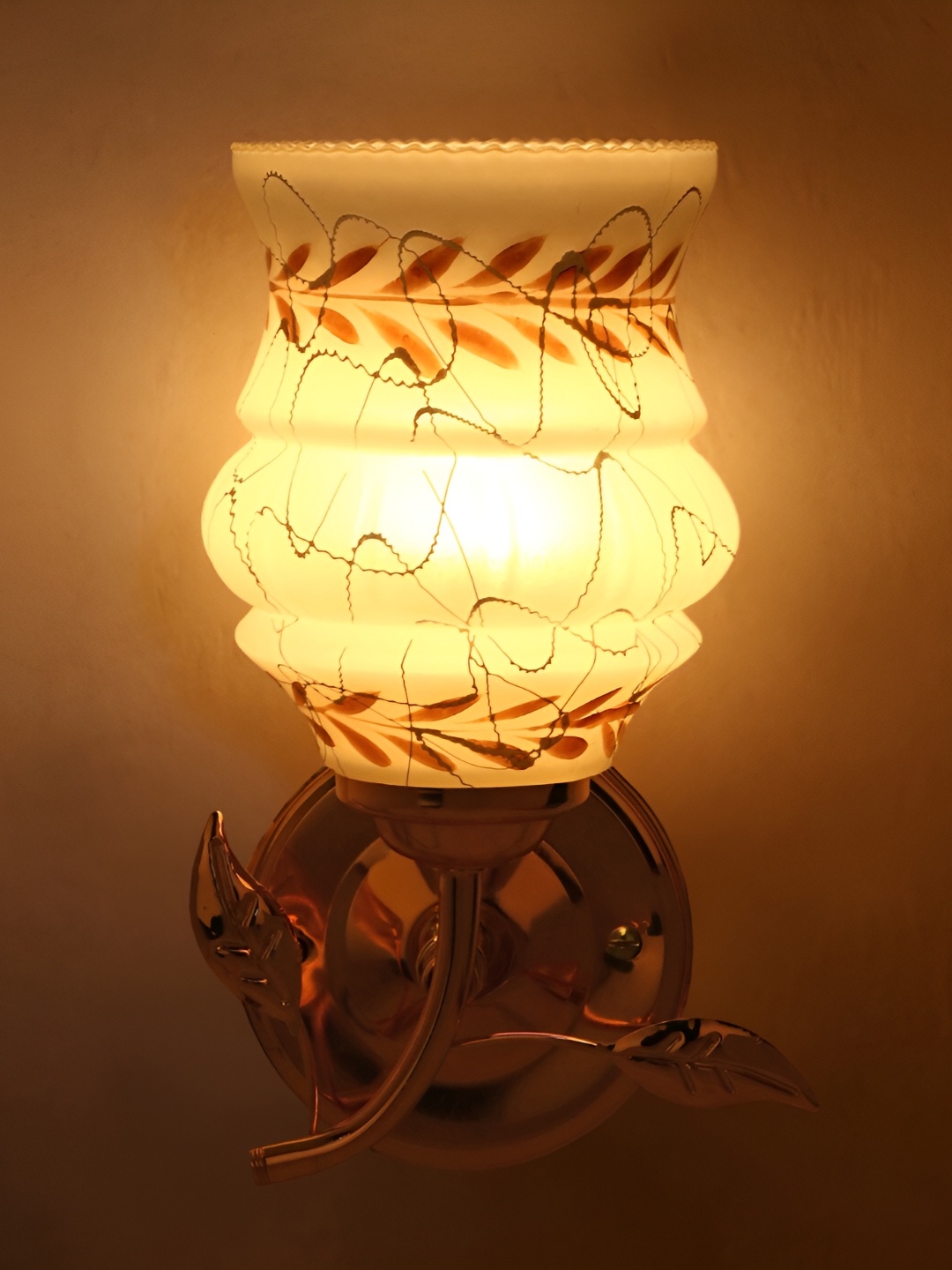 

Afast White & Brown Printed Contemporary Glass Wall Lamp