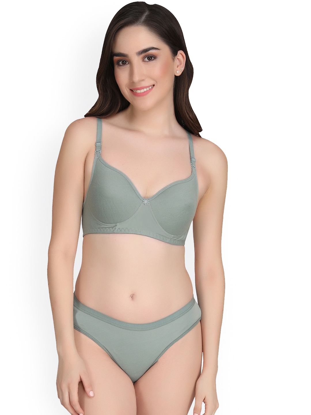 

Liigne Non Padded Mid-Rise Lingerie Set, Green
