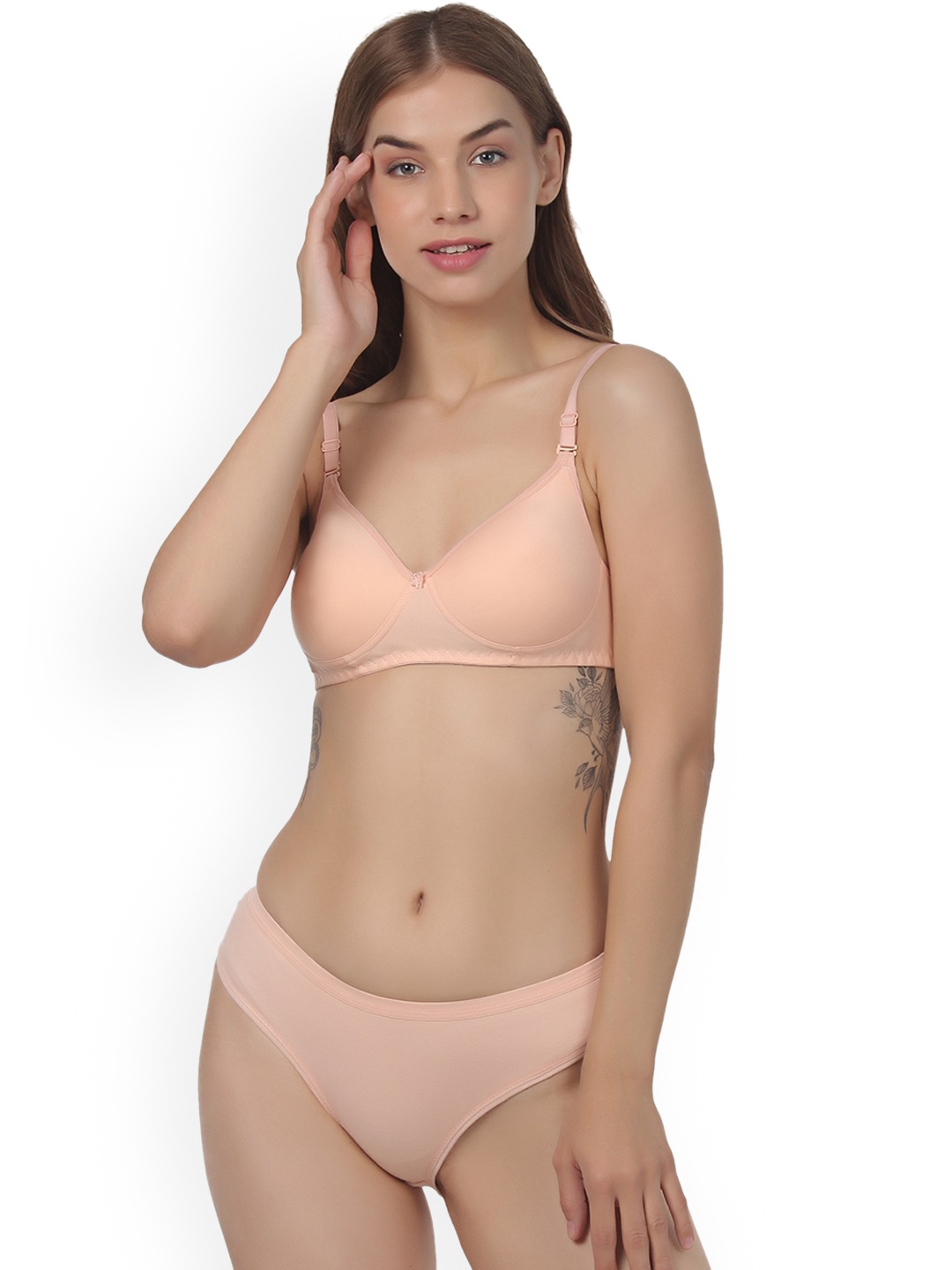 

Liigne Non Padded Mid-Rise Lingerie Set, Beige