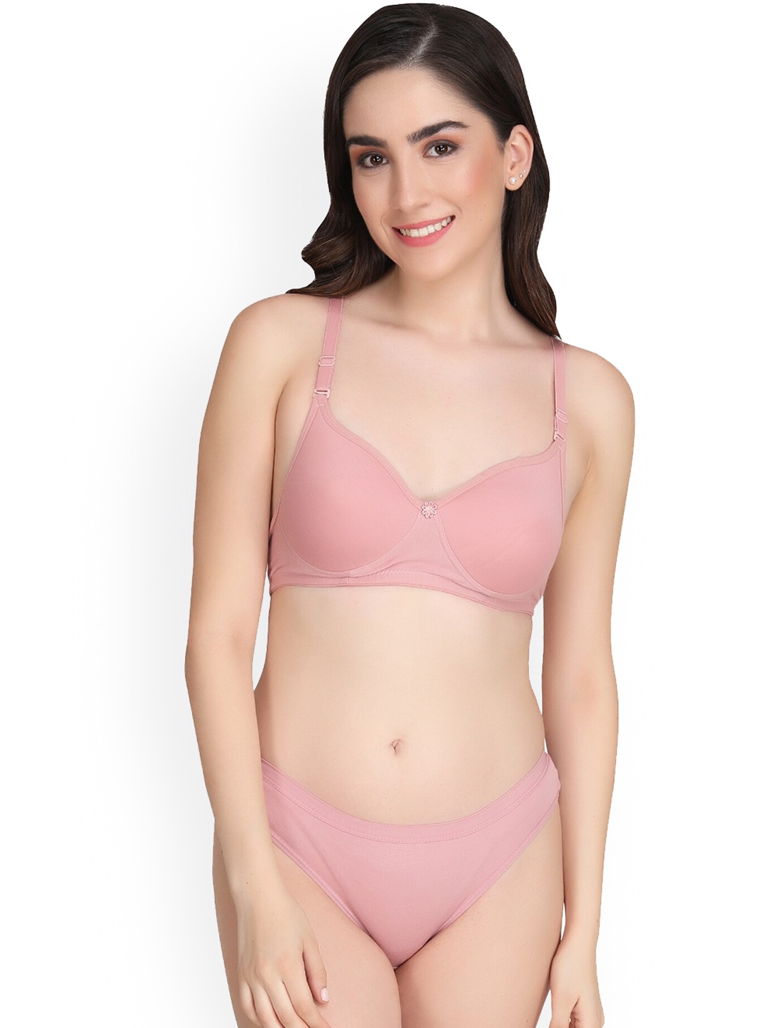 

Liigne Non Padded Mid-Rise Lingerie Set, Pink