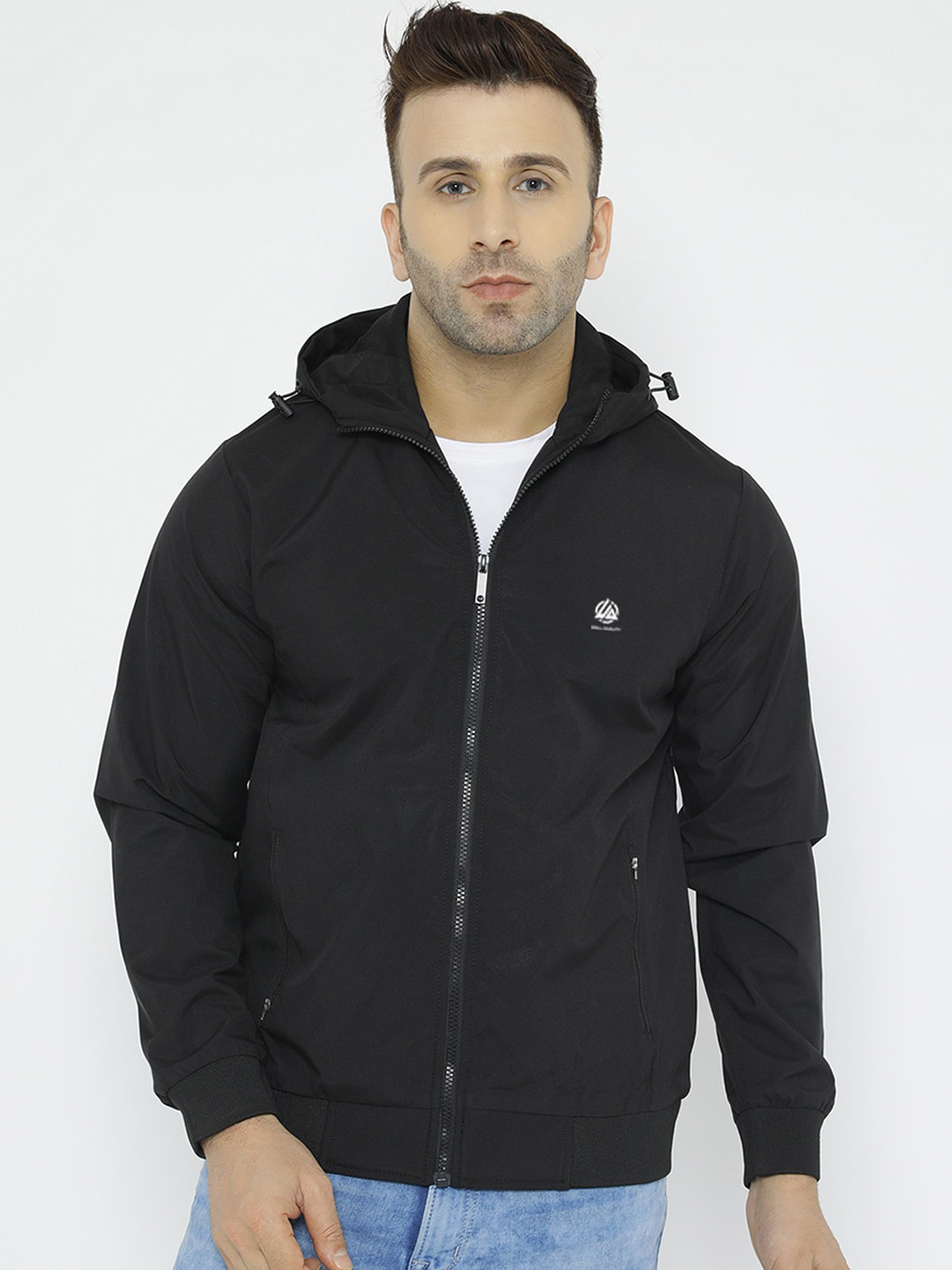 

WELL QUALITY Hooded Lightweight Dri-FIT Sporty Jacket, Black
