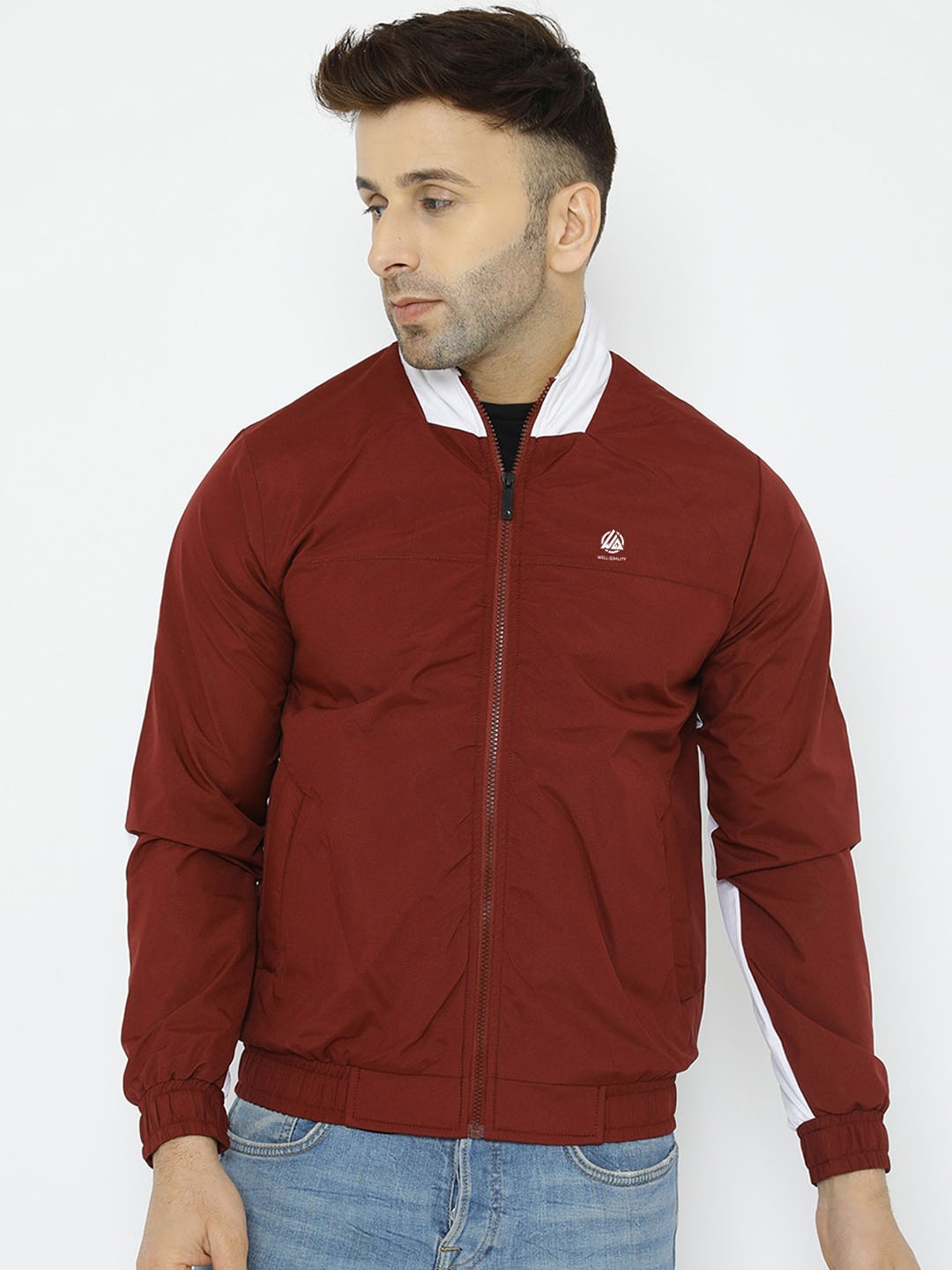 

WELL QUALITY Colourblocked Lightweight Dri-FIT Sporty Jacket, Maroon