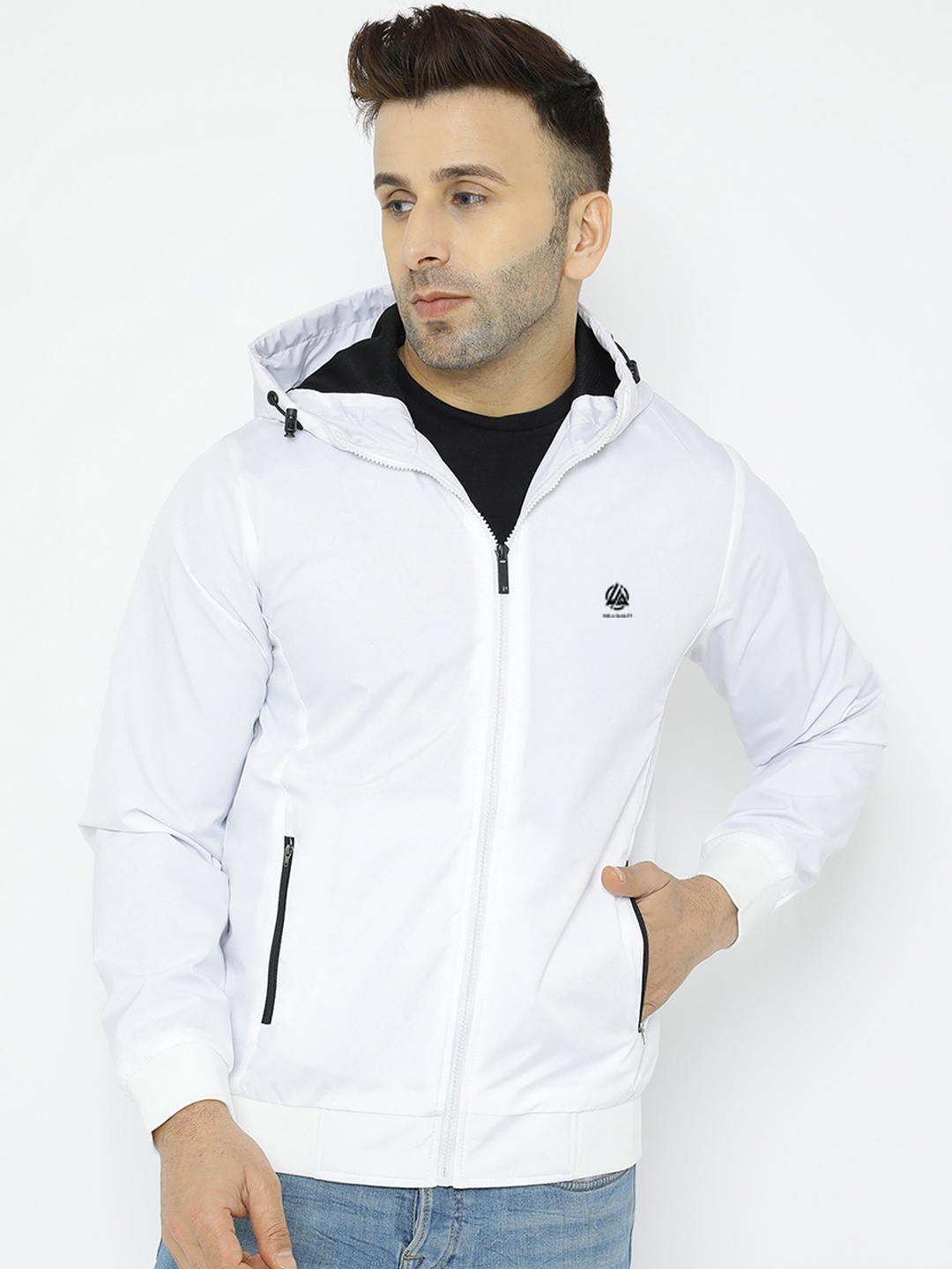 

WELL QUALITY Hooded Lightweight Dri-FIT Sporty Jacket, White