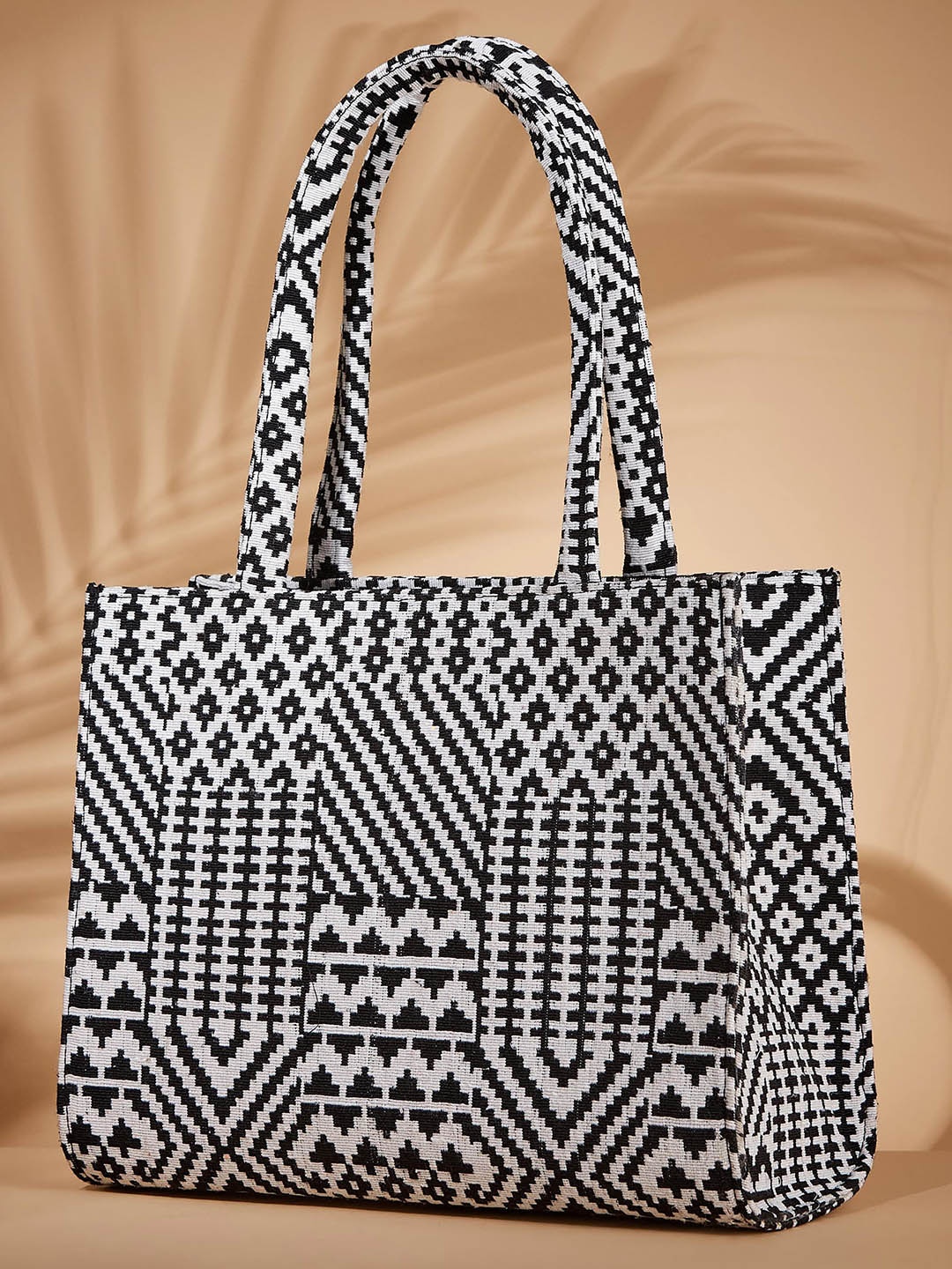

Mast & Harbour Ethnic Motifs Printed Oversized Tote Bag, Black
