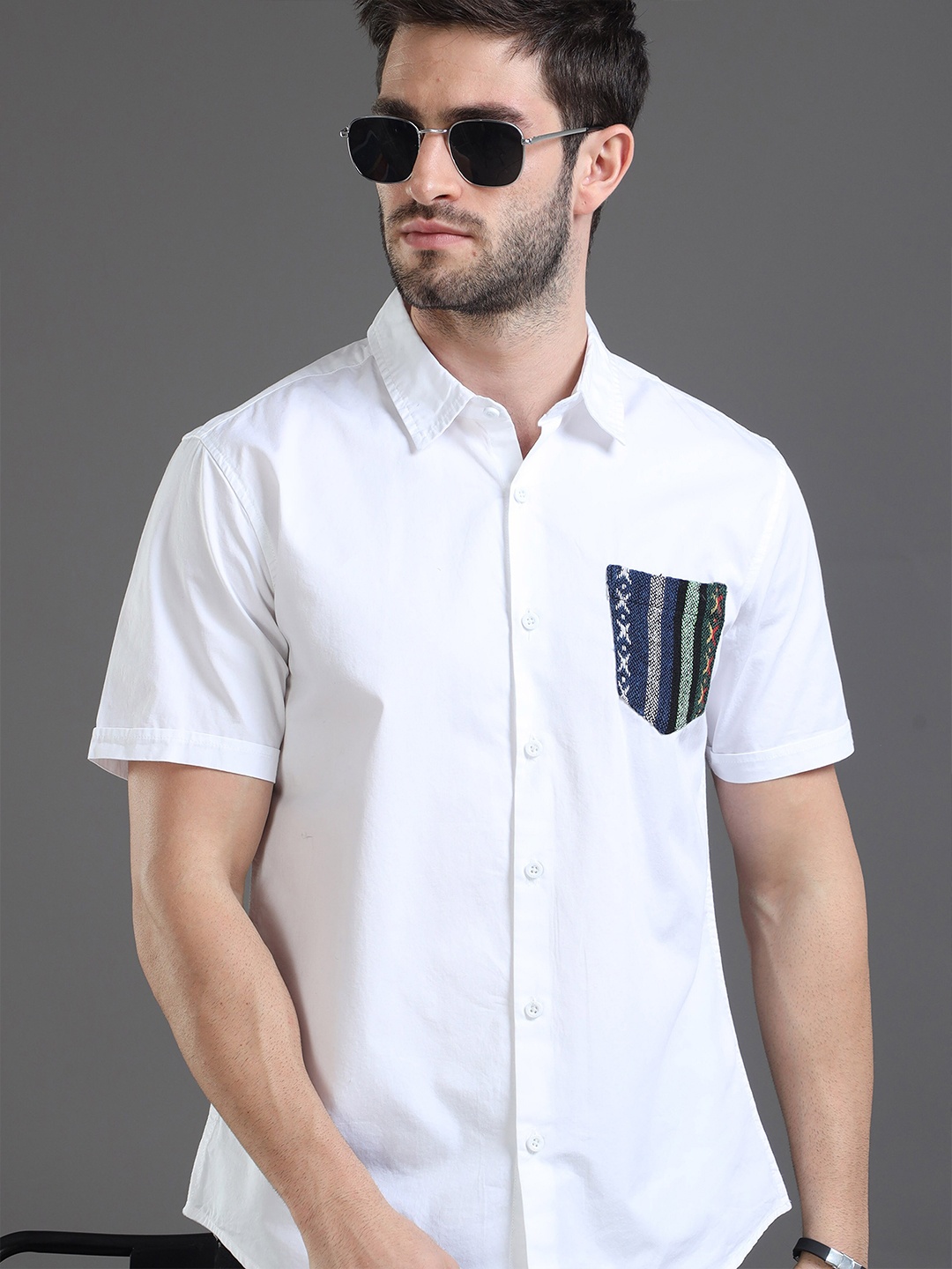 

HERE&NOW Slim Fit Cotton Casual Shirt, White