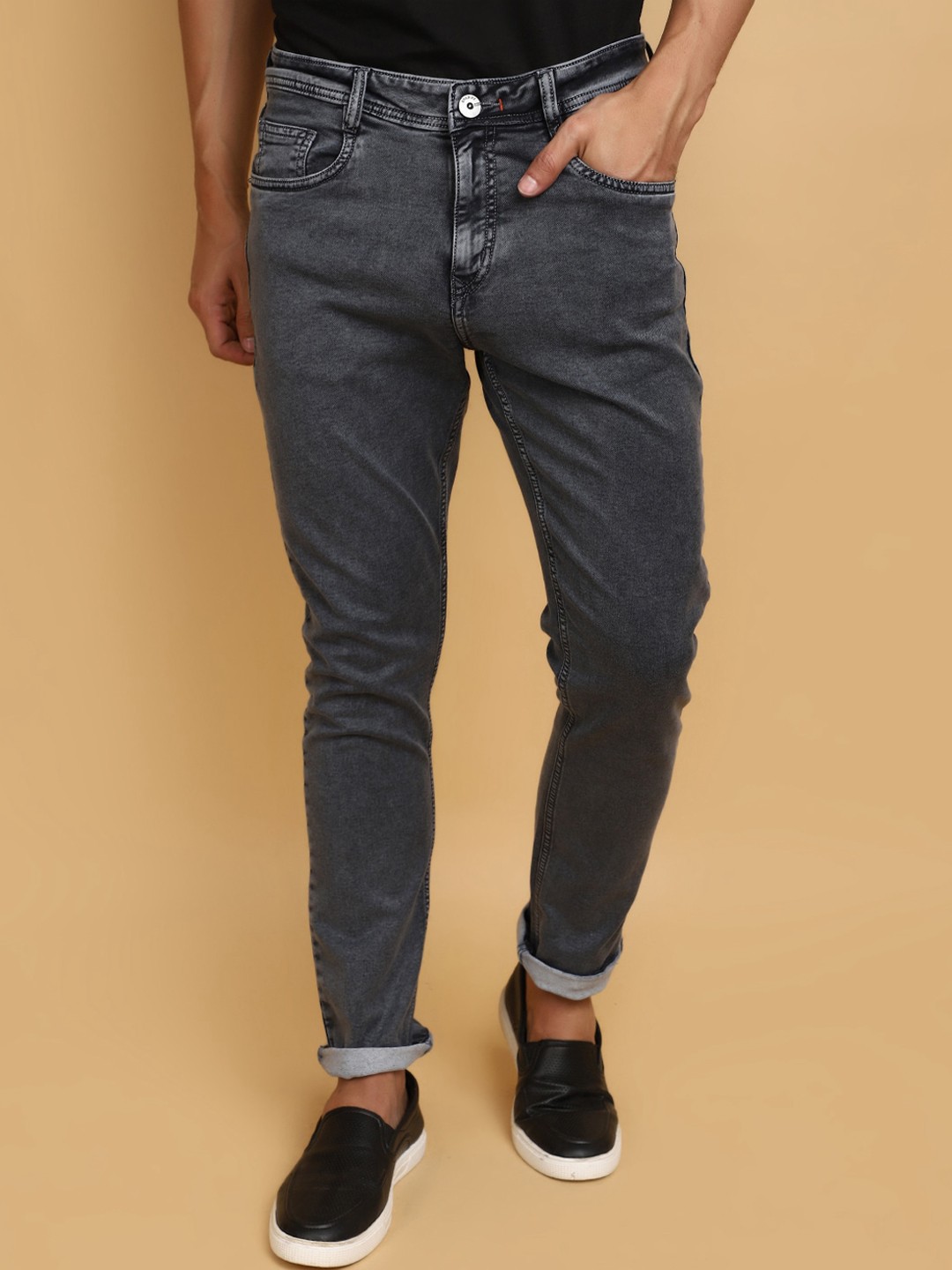 

V-Mart Men Mid Rise Slim Fit Cotton Jeans, Grey