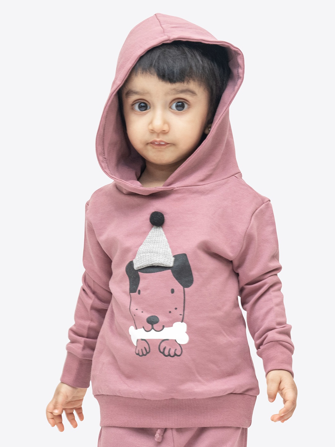 

ariel Kids Graphic Printed Hooded Cotton Sweatshirt, Pink