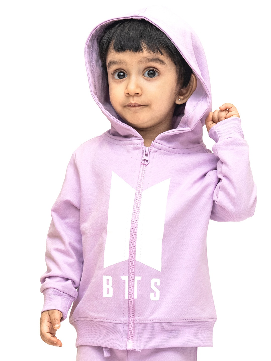 

ariel Kids Typography Printed Hooded Cotton Sweatshirt, Lavender