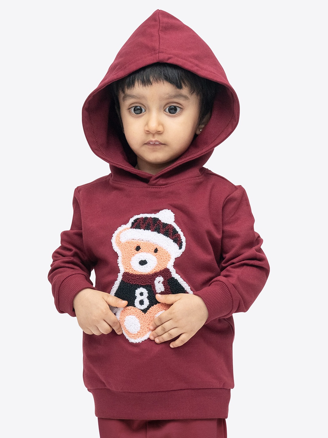 

ariel Kids Graphic Embellished Hooded Cotton Sweatshirt, Maroon