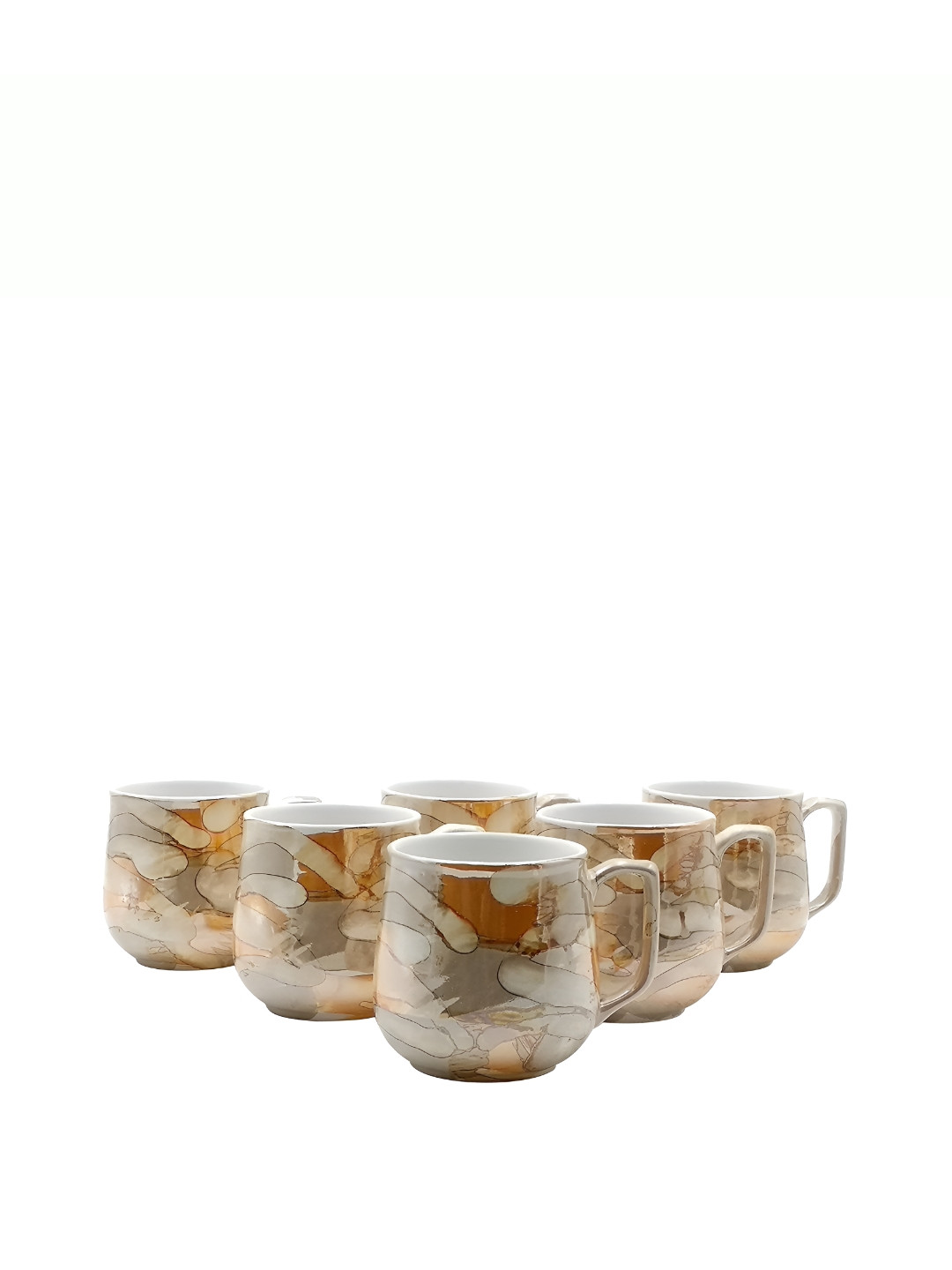 

Farkraft Gold Toned & White 6 Pieces Printed Ceramic Glossy Cups and Mugs