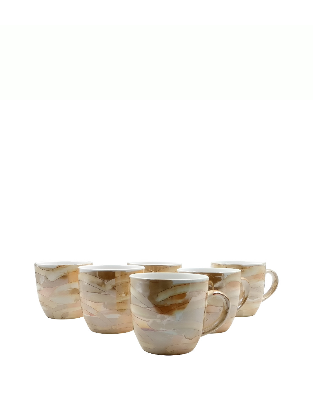 

Farkraft Gold Toned & White 6 Pieces Printed Ceramic Glossy Cups and Mugs