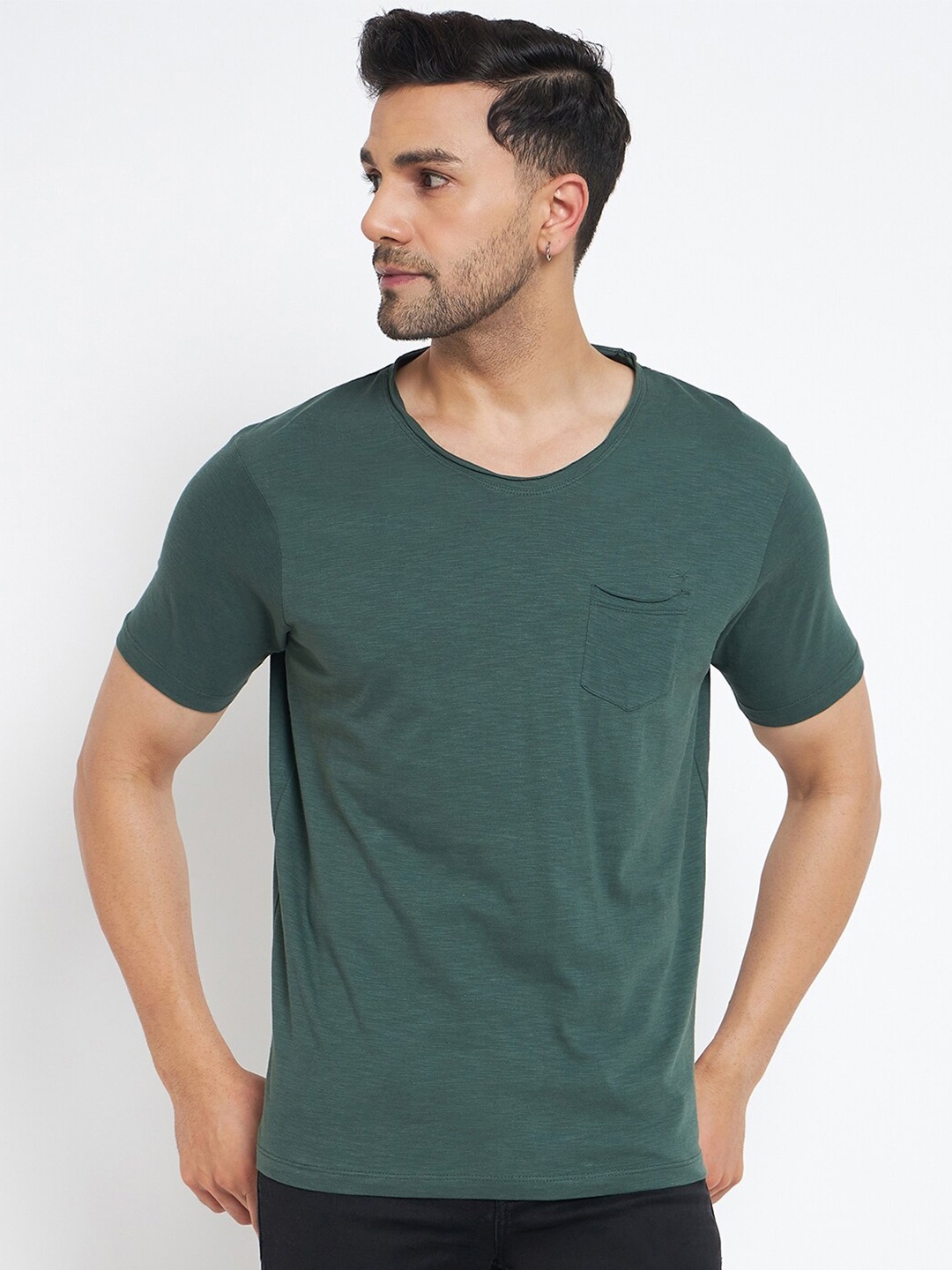 

Duke Round Neck Cotton Slim Fit Casual T-shirt, Green