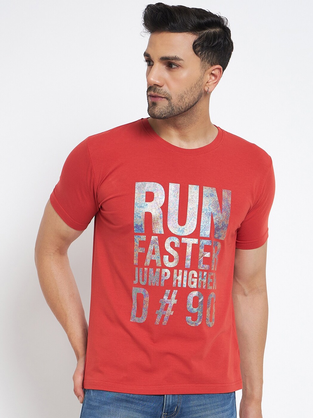 

Duke Typography Printed Slim Fit Cotton T-shirt, Red