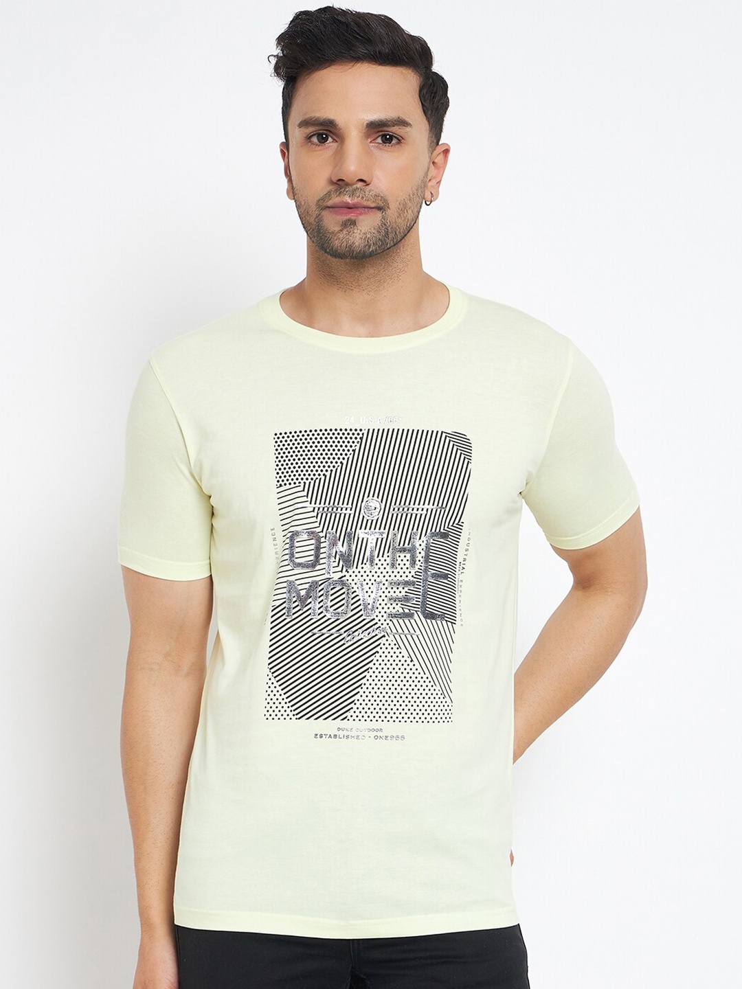 

Duke Typography Printed Slim Fit Cotton T-shirt, Cream