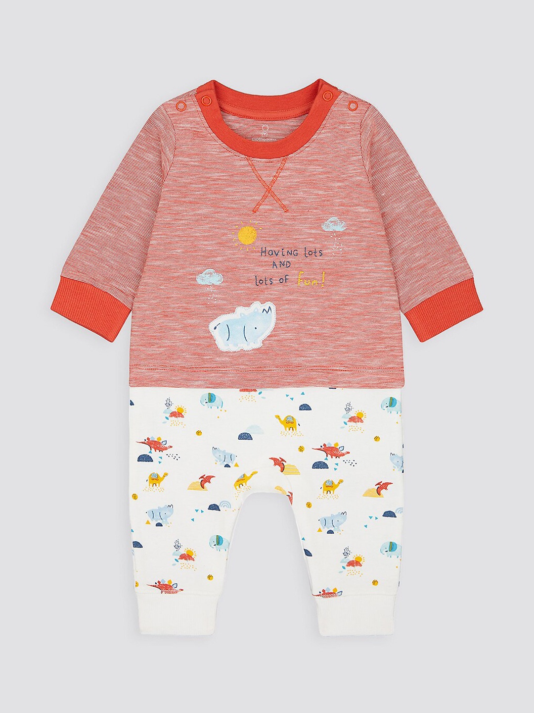 

mothercare Infants Cotton Printed Romper, Orange
