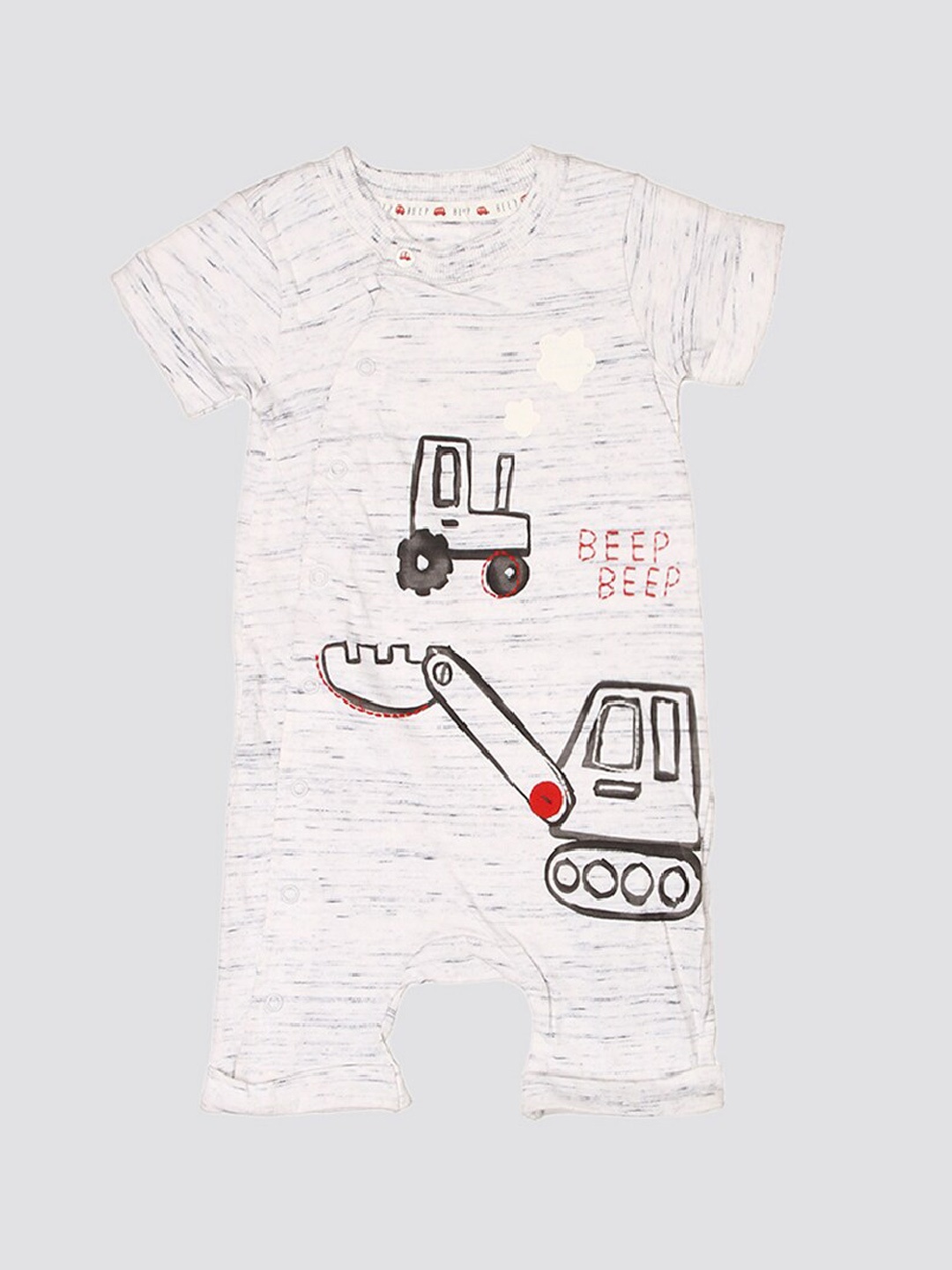 

mothercare Infants Printed Cotton Romper, Grey melange