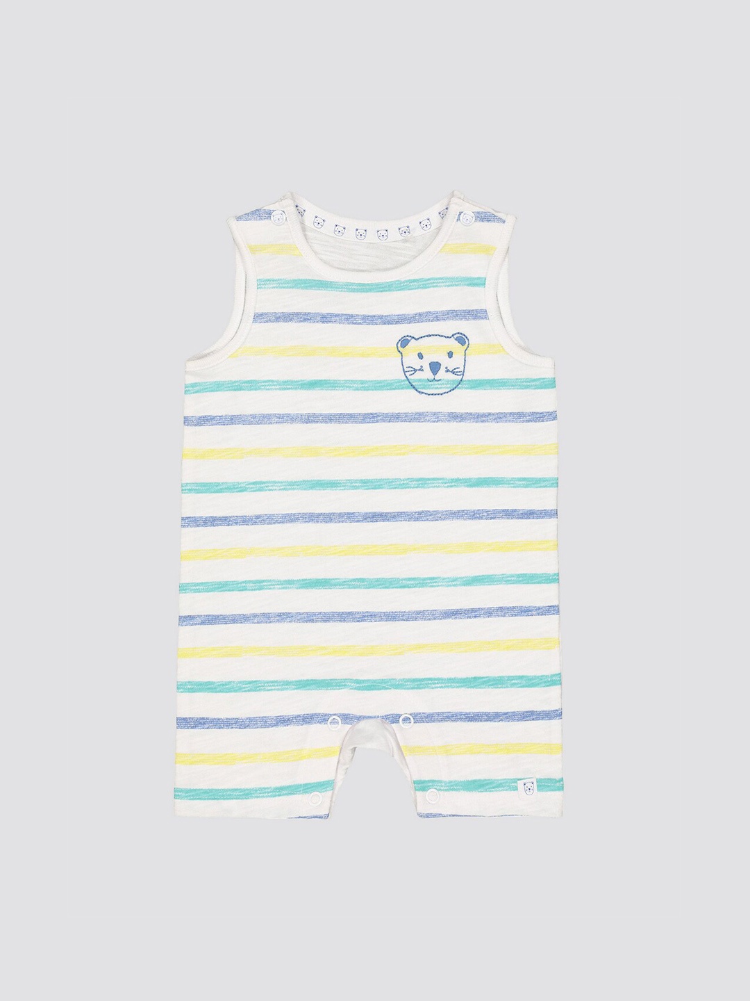 mothercare Infants Striped Cotton Romper, White