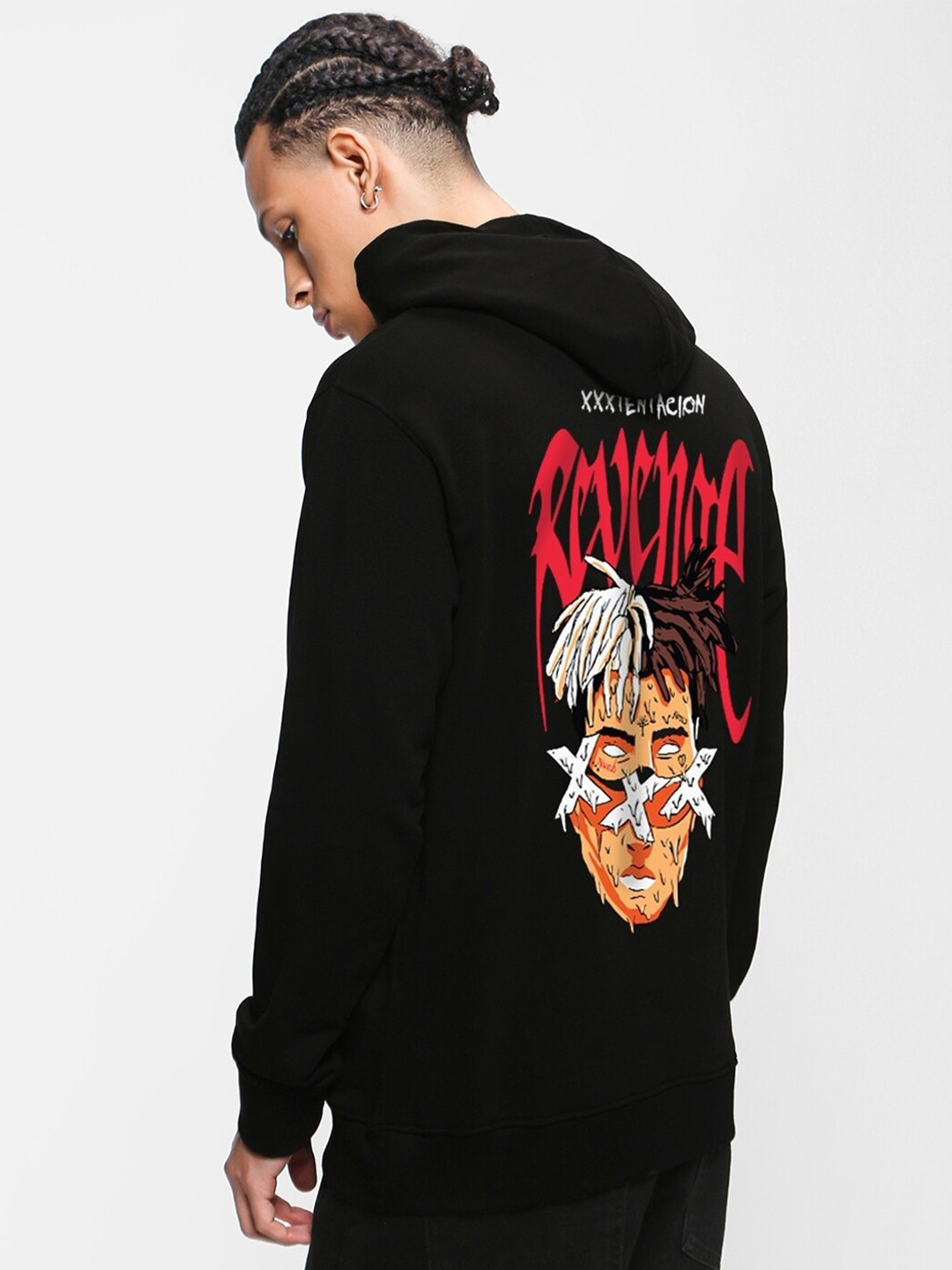 

Bewakoof XXXTentacian Graphic Printed Fleece Oversized Hooded Pullover Sweatshirt, Black