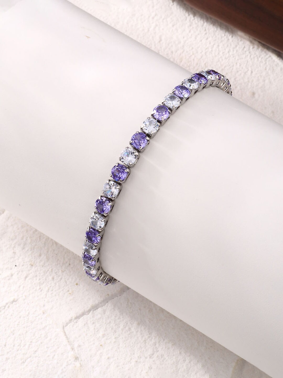 

Designs & You Silver Plated Round Cut Cubic Zirconia Matrix Tennis Bracelet