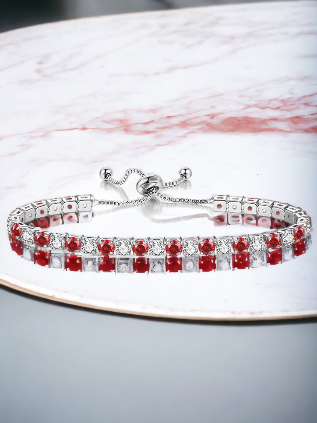 

Designs & You Silver Plated Round Cut Cubic Zirconia Matrix Tennis Bracelet