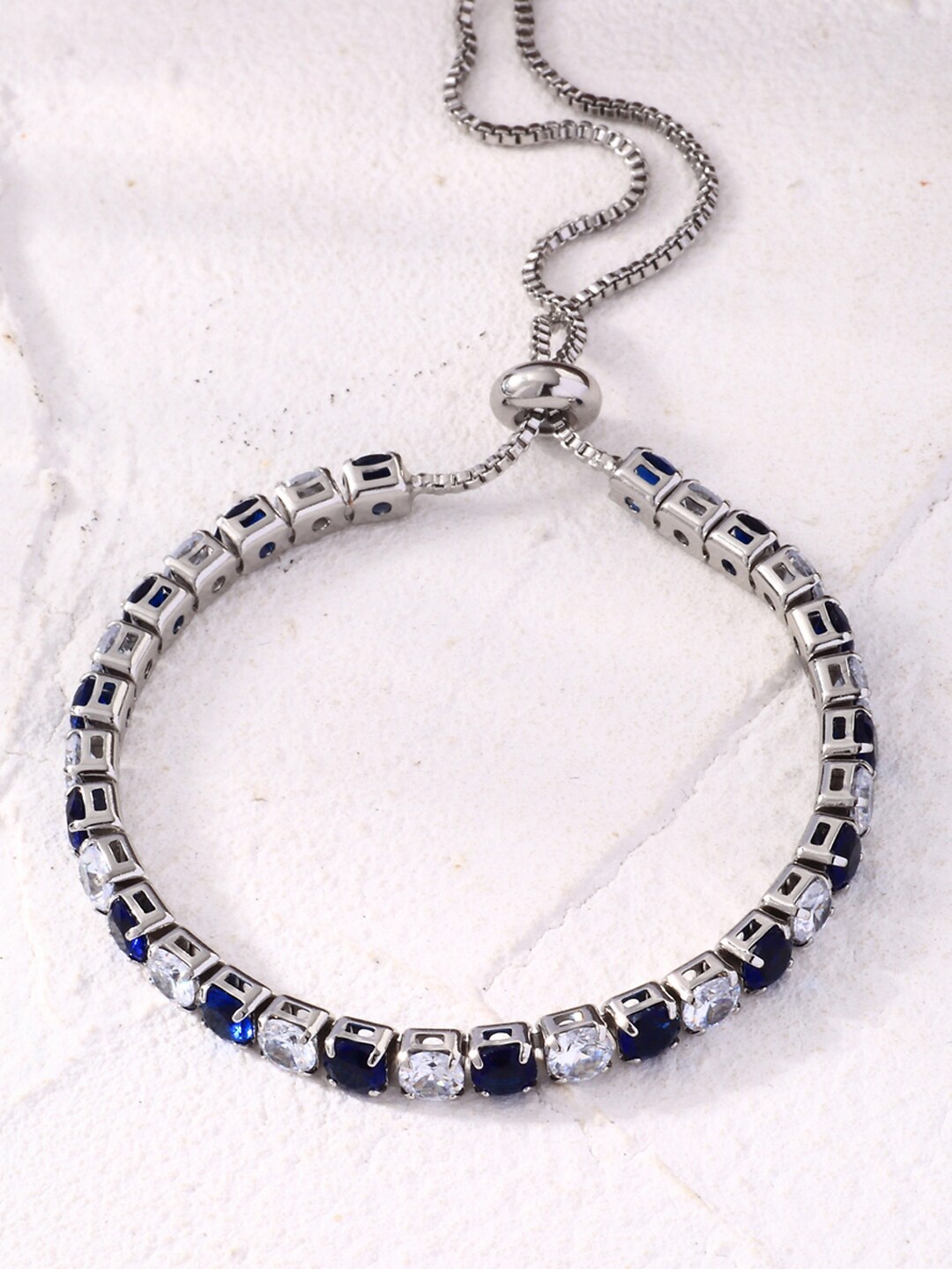 

Designs & You Silver Plated Round Cut Cubic Zirconia Matrix Tennis Bracelet