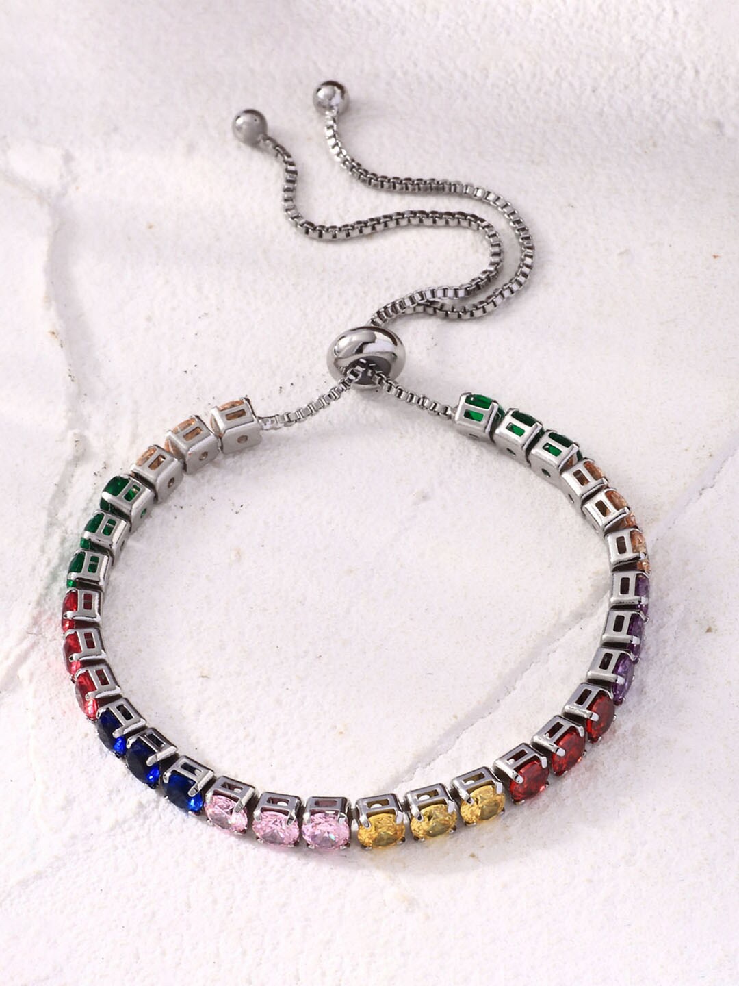 

Designs & You Silver Plated Round Cut Cubic Zirconia Matrix Tennis Bracelet
