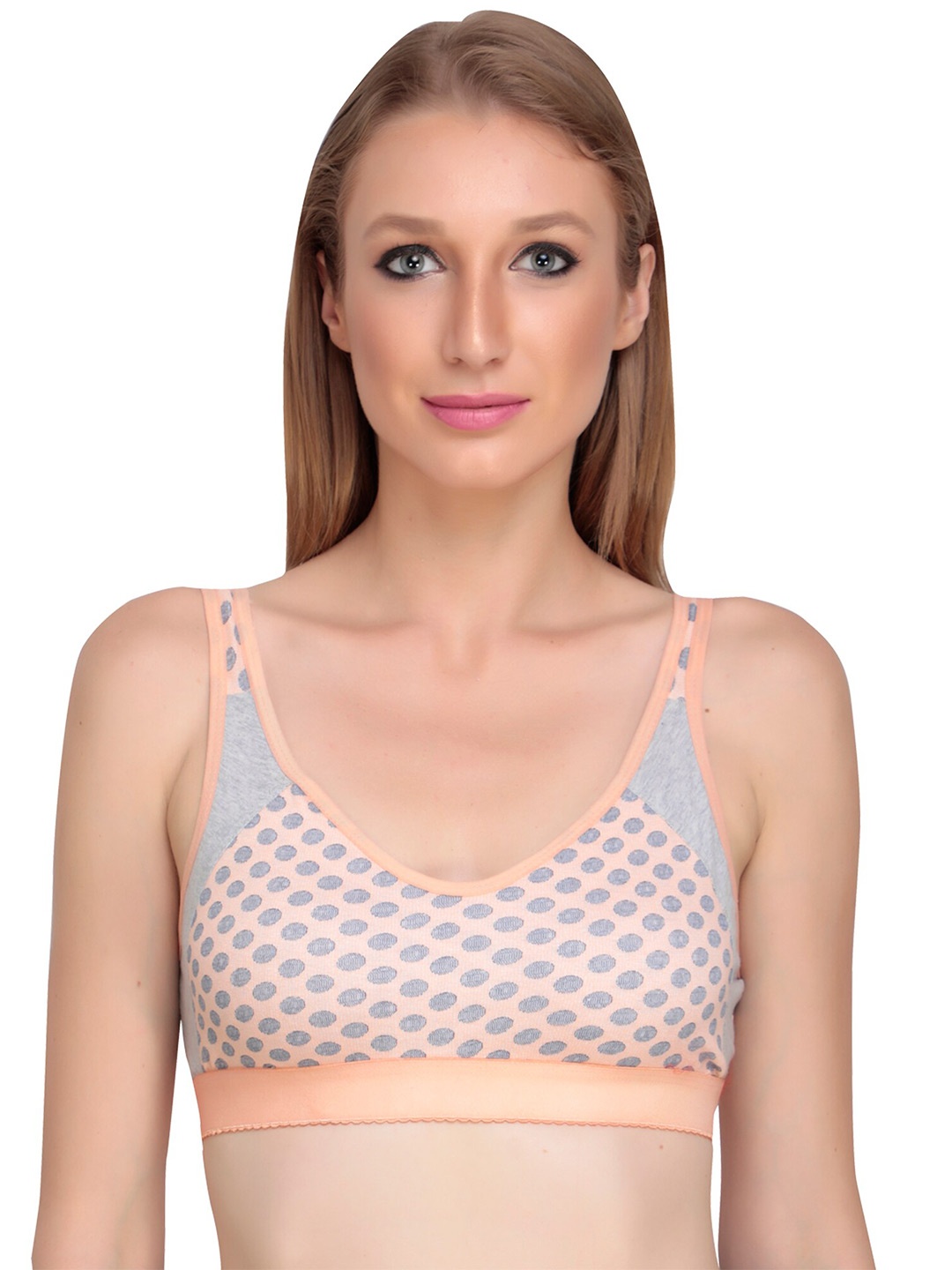 

Liigne Printed Full Coverage Workout Bra With All Day Comfort, Orange
