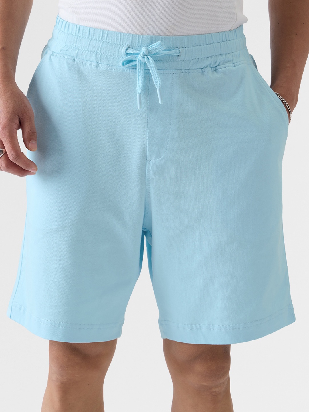 

The Souled Store Men Mid-Rise Pure Cotton Shorts, Blue