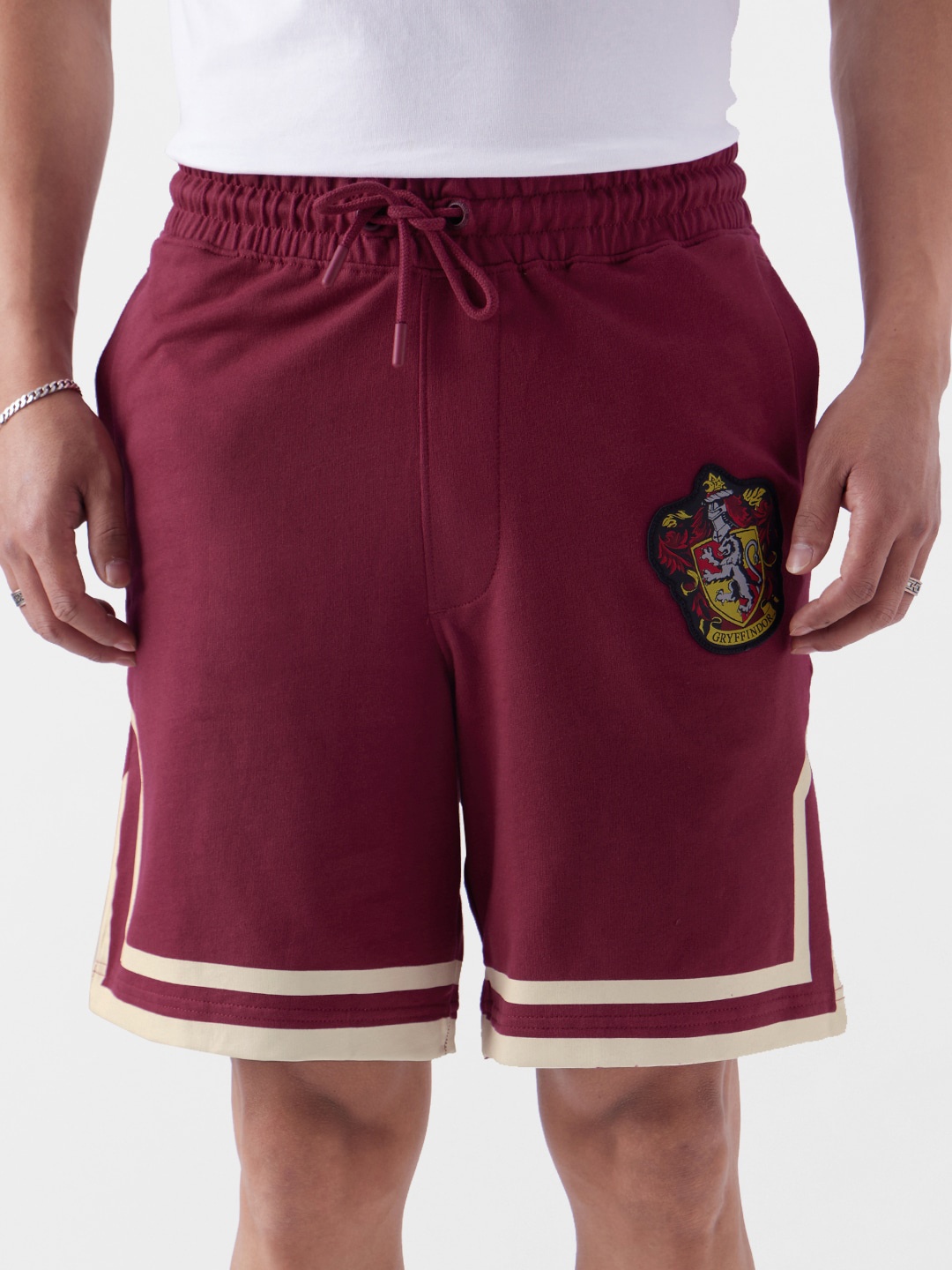 

The Souled Store Men Harry Potter: Gryffindor Printed Pure Cotton Shorts, Burgundy