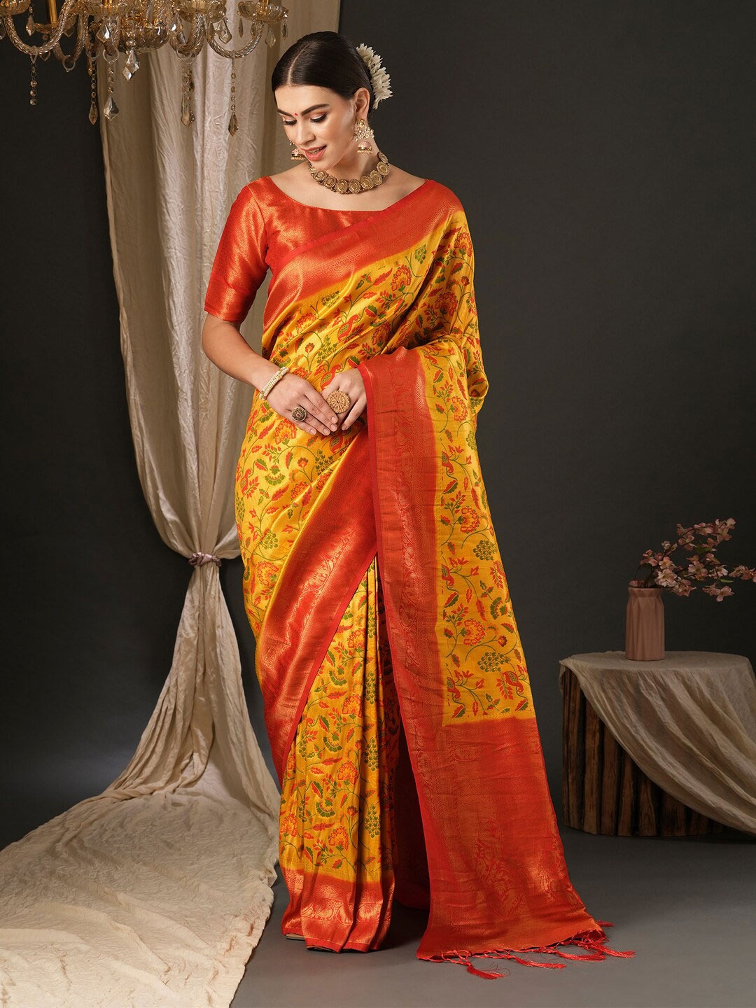 

Anouk Woven Design Banarasi Saree, Yellow