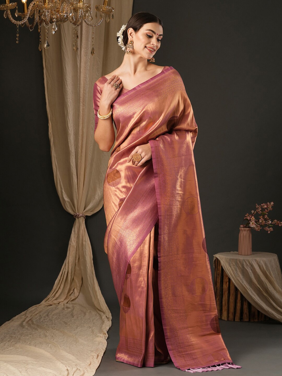 

Anouk Woven Design Silk Blend Banarasi Saree, Mauve