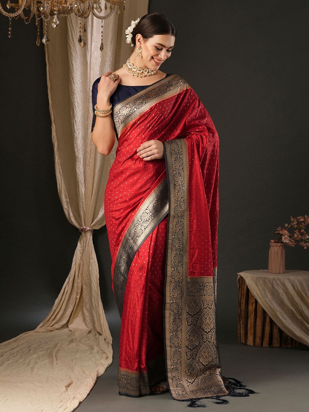 

Anouk Woven Design Banarasi Saree, Red