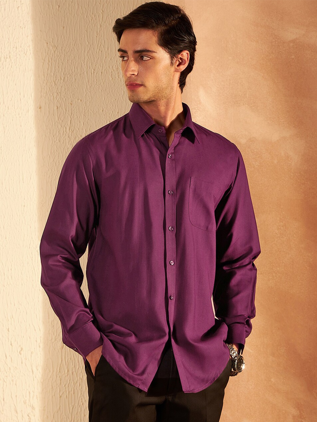 

DENNISON Smart Spread Collar Shirt, Purple